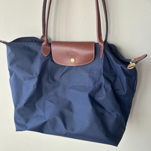 Longchamp Blue Nylon and Leather Medium Tote - Picture 2 of 5